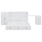 Cama Murphy Queen gris/blanca con armario, escritorio y puerto USB – 1 persona