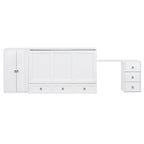 Cama Murphy Queen gris/blanca con armario, escritorio y puerto USB – 1 persona