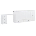 Cama Murphy Queen gris/blanca con armario, escritorio y puerto USB – 1 persona