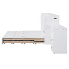 Cama Murphy Queen gris/blanca con armario, escritorio y puerto USB – 1 persona