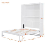 Cama de pared Murphy Queen gris/blanco con estantes – Se pliega, 2 personas