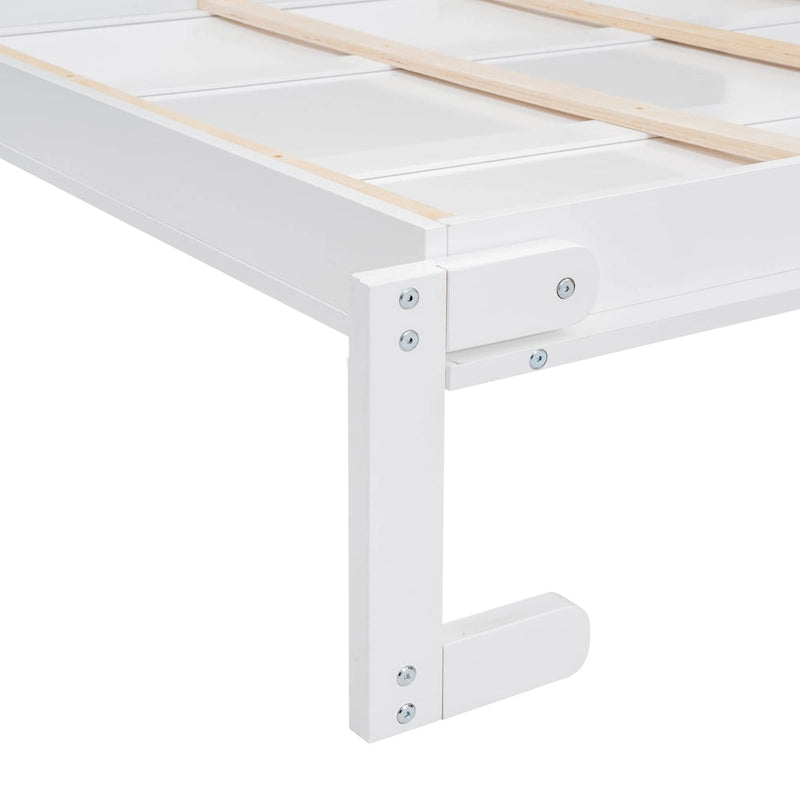 Cama de pared Murphy Queen gris/blanco con estantes – Se pliega, 2 personas