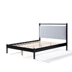 Cama Plataforma Matrimonial/Queen Gris y Negra con Cabecero Tapizado, para 1 o 2 Personas
