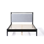Cama Plataforma Matrimonial/Queen Gris y Negra con Cabecero Tapizado, para 1 o 2 Personas