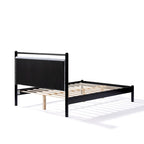 Cama Plataforma Matrimonial/Queen Gris y Negra con Cabecero Tapizado, para 1 o 2 Personas