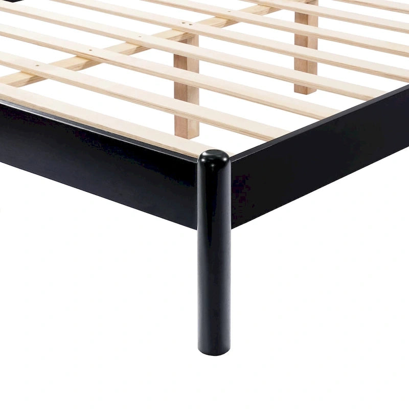 Cama Plataforma Matrimonial/Queen Gris y Negra con Cabecero Tapizado, para 1 o 2 Personas