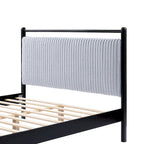 Cama Plataforma Matrimonial/Queen Gris y Negra con Cabecero Tapizado, para 1 o 2 Personas