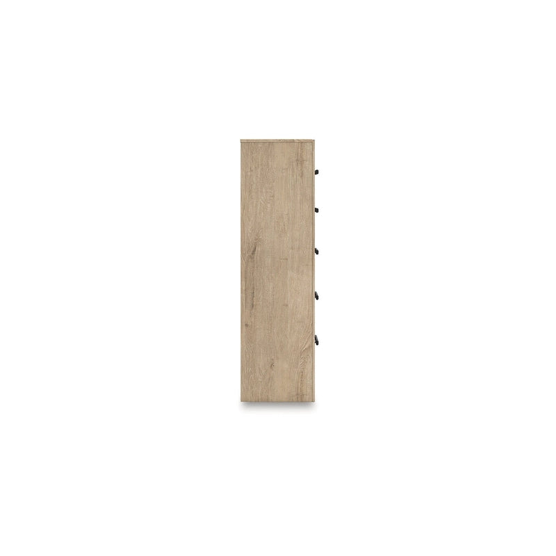 Cómoda de 5 cajones beige – Estilo rústico moderno, unidad individual
