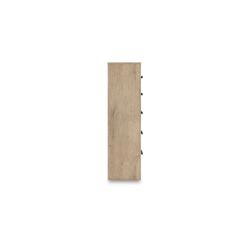 Cómoda de 5 cajones beige – Estilo rústico moderno, unidad individual