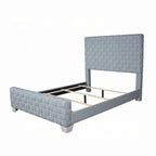 Cama King Gris y Azul Turquesa, Cabecero de Panel, Duerme 1