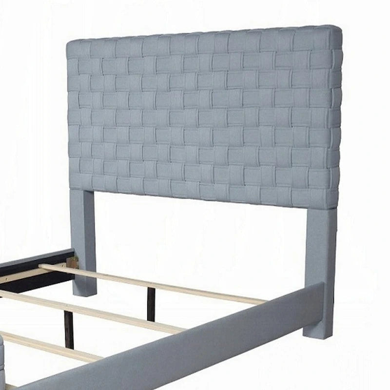 Cama King Gris y Azul Turquesa, Cabecero de Panel, Duerme 1