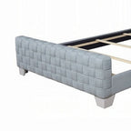 Cama King Gris y Azul Turquesa, Cabecero de Panel, Duerme 1