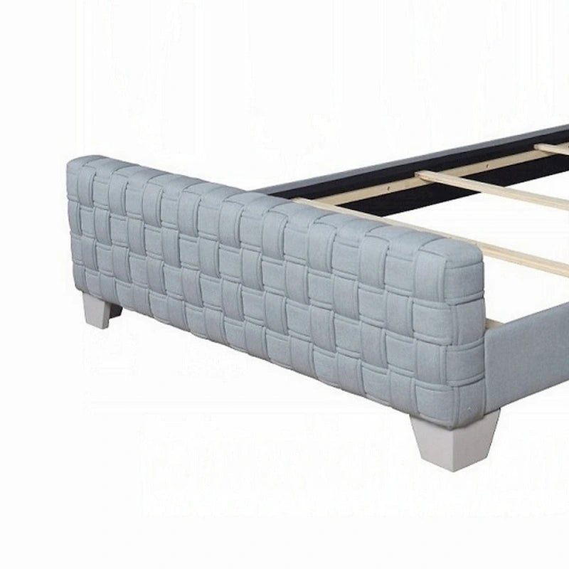 Cama King Gris y Azul Turquesa, Cabecero de Panel, Duerme 1