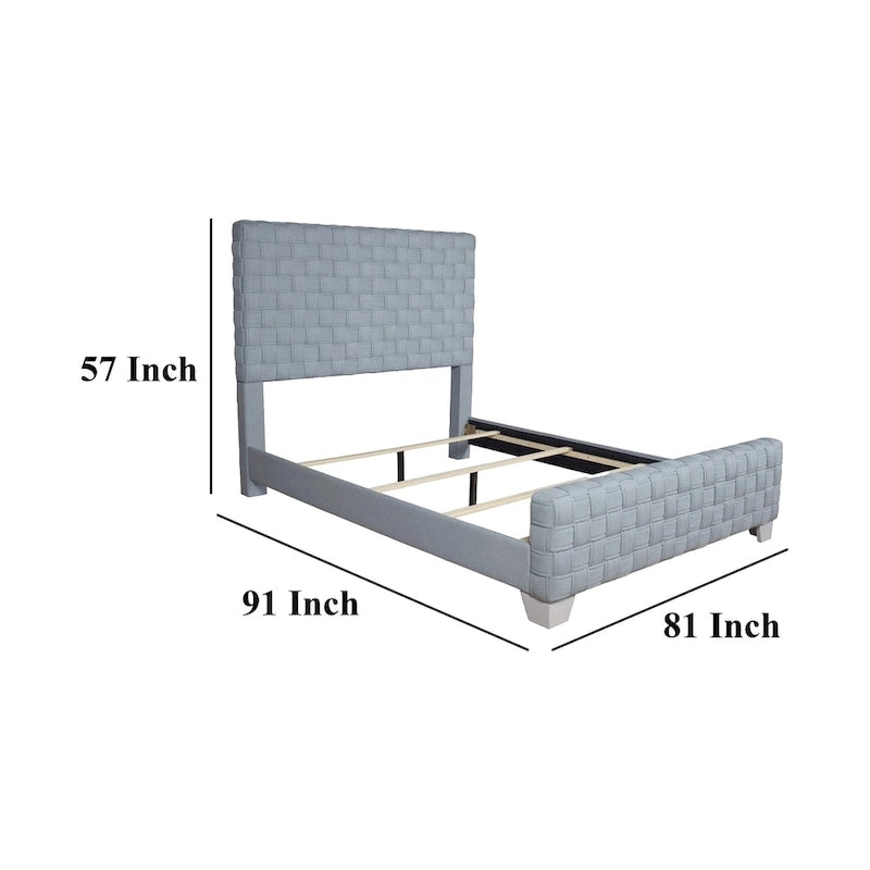 Cama King Gris y Azul Turquesa, Cabecero de Panel, Duerme 1