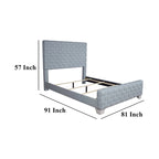 Cama King Gris y Azul Turquesa, Cabecero de Panel, Duerme 1