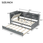 Cama nido de plataforma de madera blanca/gris con cabecero de almacenamiento – Individual/Matrimonial, capacidad para 2 personas