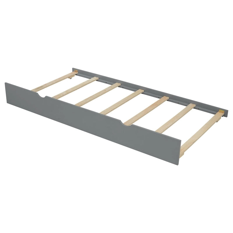 Cama nido de plataforma de madera blanca/gris con cabecero de almacenamiento – Individual/Matrimonial, capacidad para 2 personas