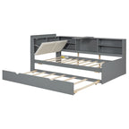 Cama nido de plataforma de madera blanca/gris con cabecero de almacenamiento – Individual/Matrimonial, capacidad para 2 personas