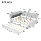 Cama nido de plataforma de madera blanca/gris con cabecero de almacenamiento – Individual/Matrimonial, capacidad para 2 personas