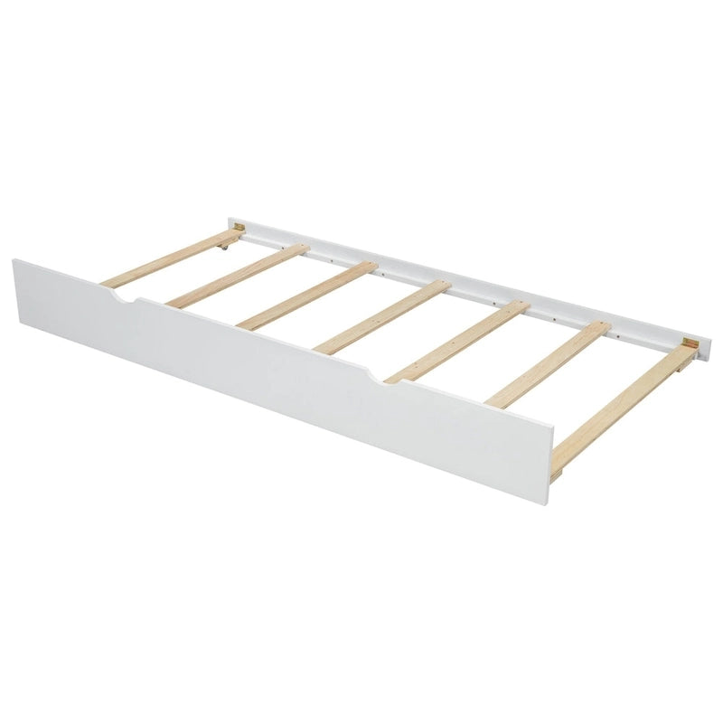 Cama nido de plataforma de madera blanca/gris con cabecero de almacenamiento – Individual/Matrimonial, capacidad para 2 personas