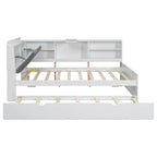 Cama nido de plataforma de madera blanca/gris con cabecero de almacenamiento – Individual/Matrimonial, capacidad para 2 personas