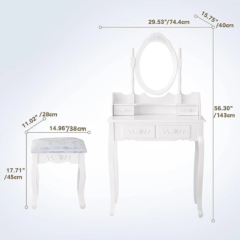 Vanity Table Set with 4 Drawer