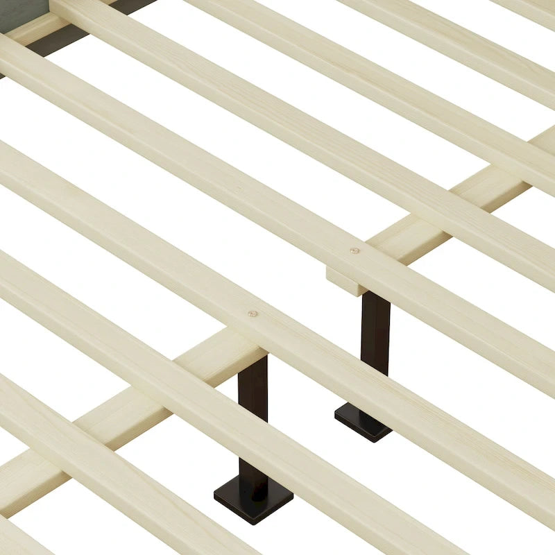 Base de cama tapizada con mechones gris – Queen, para 1 o 2 personas