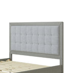 Base de cama tapizada con mechones gris – Queen, para 1 o 2 personas
