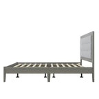 Base de cama tapizada con mechones gris – Queen, para 1 o 2 personas