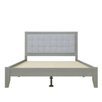 Base de cama tapizada con mechones gris – Queen, para 1 o 2 personas