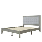 Base de cama tapizada con mechones gris – Queen, para 1 o 2 personas