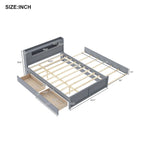 Cama de plataforma Queen blanca con cabecero LED, nido y 2 cajones – Duerme 2