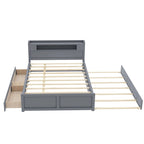 Cama de plataforma Queen blanca con cabecero LED, nido y 2 cajones – Duerme 2