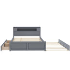 Cama de plataforma Queen blanca con cabecero LED, nido y 2 cajones – Duerme 2