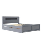 Cama de plataforma Queen blanca con cabecero LED, nido y 2 cajones – Duerme 2