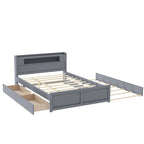 Cama de plataforma Queen blanca con cabecero LED, nido y 2 cajones – Duerme 2