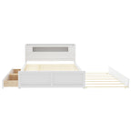 Cama de plataforma Queen blanca con cabecero LED, nido y 2 cajones – Duerme 2