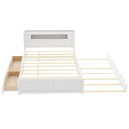 Cama de plataforma Queen blanca con cabecero LED, nido y 2 cajones – Duerme 2