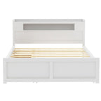 Cama de plataforma Queen blanca con cabecero LED, nido y 2 cajones – Duerme 2