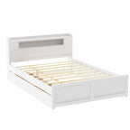 Cama de plataforma Queen blanca con cabecero LED, nido y 2 cajones – Duerme 2