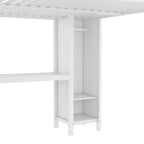 Cama alta de metal todo en uno con escritorio en forma de L y armario, estructura de cama para dormitorios con cubos de almacenamiento, estantes, barandillas de longitud completa