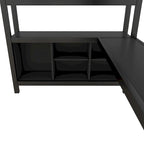 Cama alta de metal todo en uno con escritorio en forma de L y armario, estructura de cama para dormitorios con cubos de almacenamiento, estantes, barandillas de longitud completa