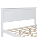 Cama con Plataforma y Cabecero de Listones Blanco/Gris – Matrimonial/Queen, Capacidad para 1–2 Personas