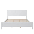 Cama con Plataforma y Cabecero de Listones Blanco/Gris – Matrimonial/Queen, Capacidad para 1–2 Personas