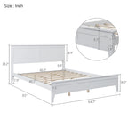 Cama con Plataforma y Cabecero de Listones Blanco/Gris – Matrimonial/Queen, Capacidad para 1–2 Personas