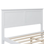 Cama con Plataforma y Cabecero de Listones Blanco/Gris – Matrimonial/Queen, Capacidad para 1–2 Personas