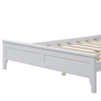 Cama con Plataforma y Cabecero de Listones Blanco/Gris – Matrimonial/Queen, Capacidad para 1–2 Personas