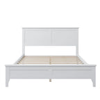 Cama con Plataforma y Cabecero de Listones Blanco/Gris – Matrimonial/Queen, Capacidad para 1–2 Personas