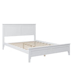 Cama con Plataforma y Cabecero de Listones Blanco/Gris – Matrimonial/Queen, Capacidad para 1–2 Personas