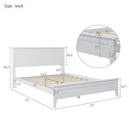Cama con Plataforma y Cabecero de Listones Blanco/Gris – Matrimonial/Queen, Capacidad para 1–2 Personas